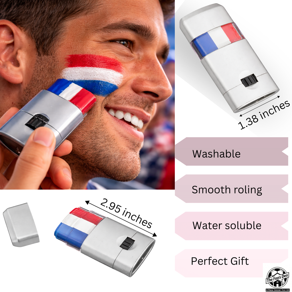 USA Fan Kit, 6-in-1 Celebration Prop Set with Flag Sunglasses, Hand Clapper, Scarf, Bracelet, Whistle and Face Paint